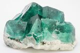 Cubic Green Fluorite Crystal Cluster on Quartz - China #197169-3